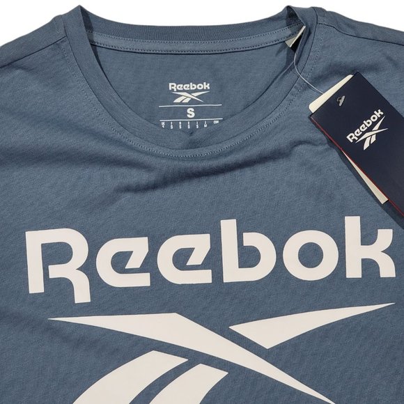 Reebok T-Shirts Mens Training Ri Big Logo Tee GS1614 (Size S) Blue Slate - Picture 2 of 5